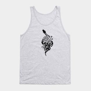 Tattoo-Style Snake and Peonies Tank Top